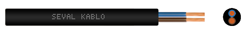 Seval Kablo H05VV-F (300/500 V) 2x0,75mm² TTR Kablo Siyah