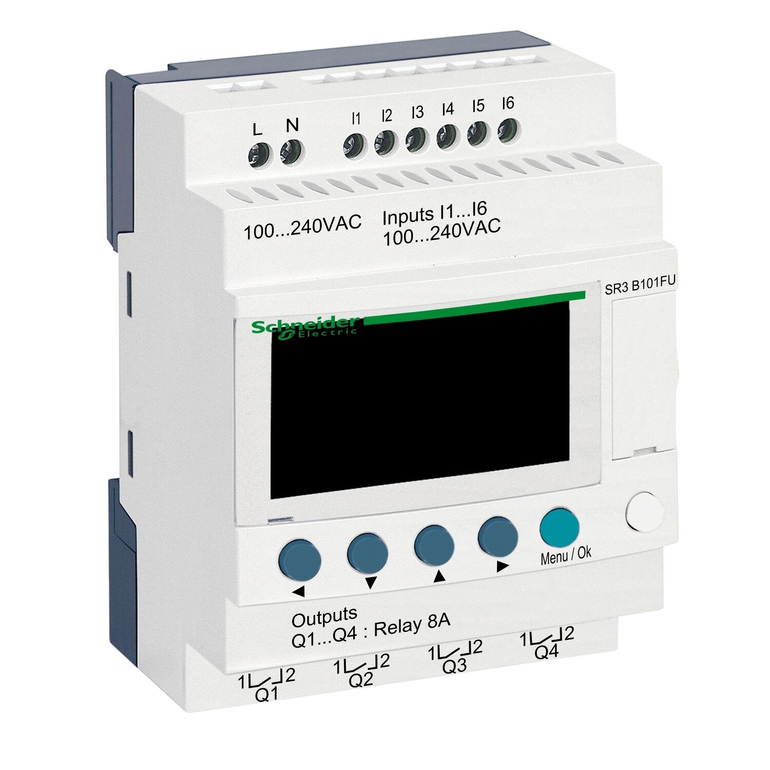 Schneider Electric SR3B101FU Modüler Akıllı Röle Zelio Logic - 10 G Ç - 100..240 V Ac - Saat - Ekran