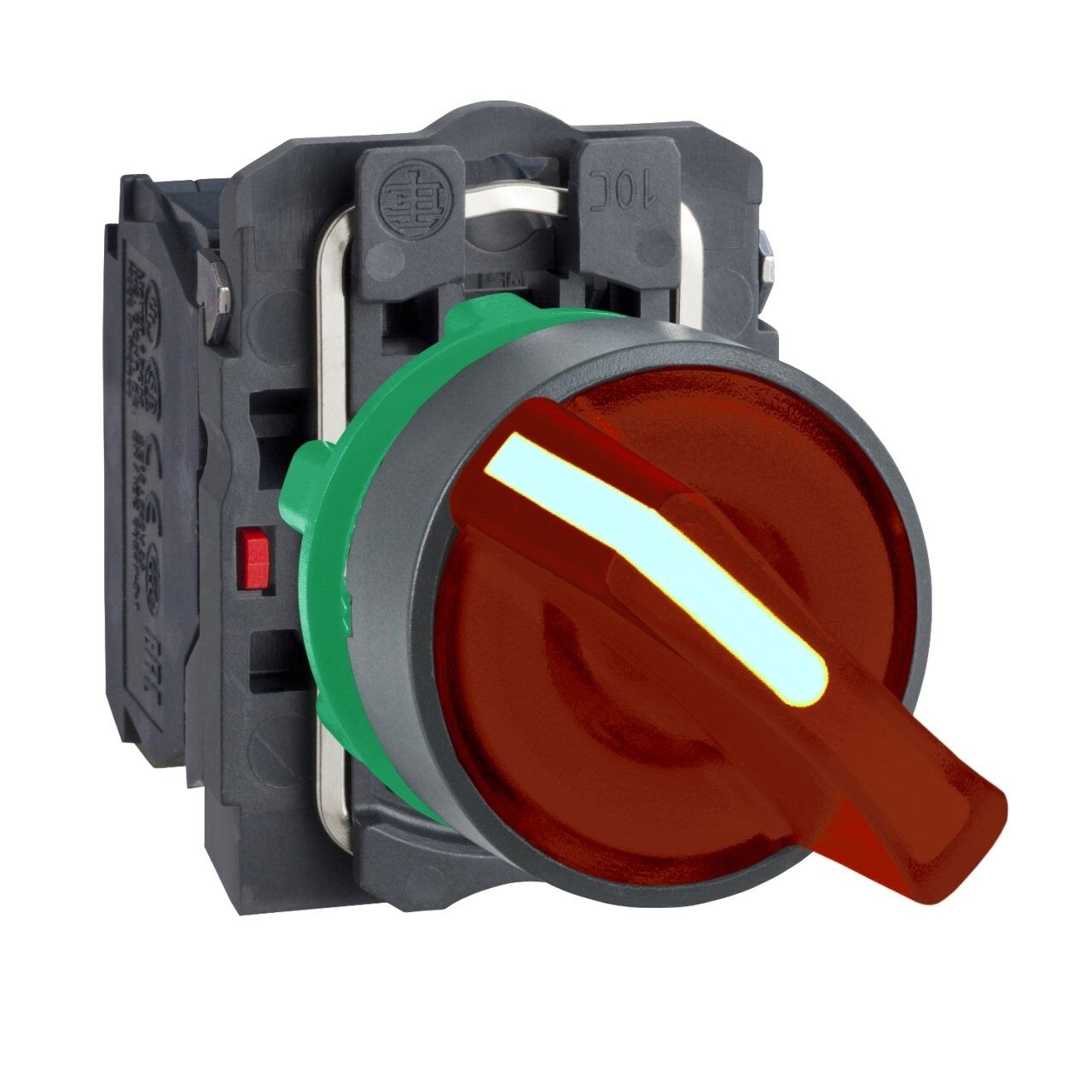 Schneider Electric XB5AK124M5 Kırmızı ışıklı mandal buton Ø22 2 konumlu sabit 1NA+1NK 230V