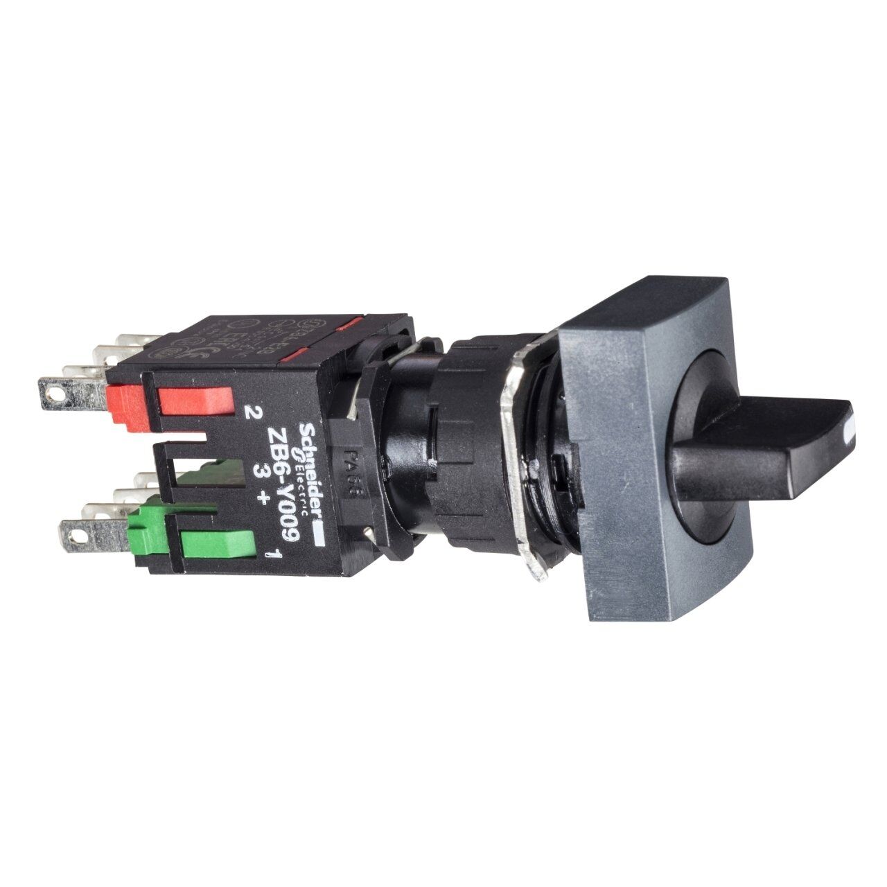Schneider Electric XB6DD235B Siyah dikdörtgen mandal buton Ø16 3 konumlu sabit 1NA+1NK