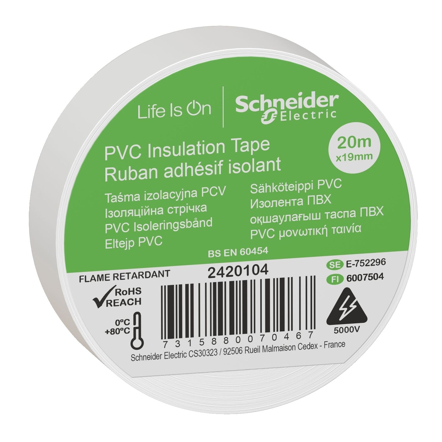 Schneider 2420104 Thorsman İzolasyon Bandı 19mmx20mt Beyaz