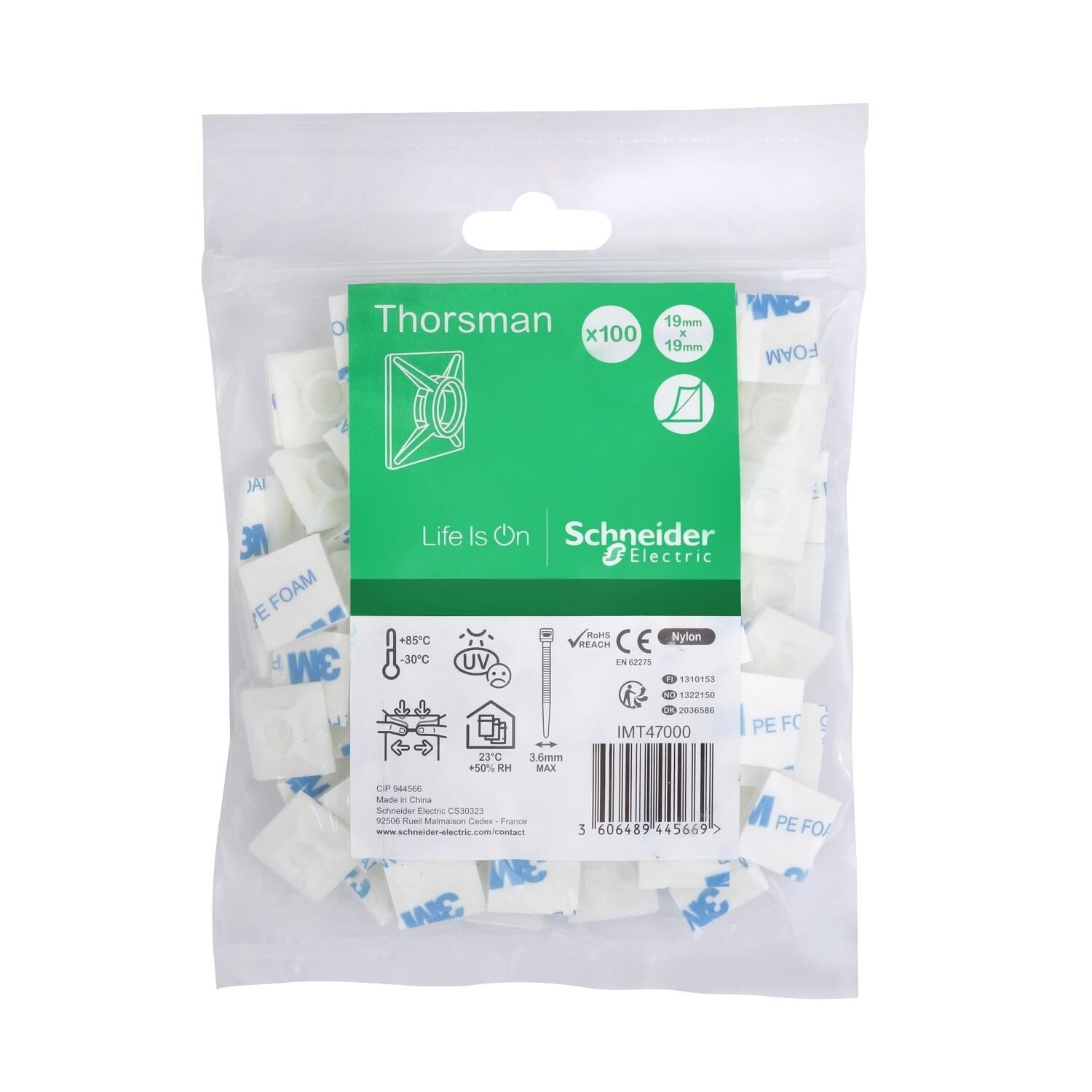 Schneider Electric IMT47000 Thorsman 3.6mm Yapışkanlı Kablo Bağı