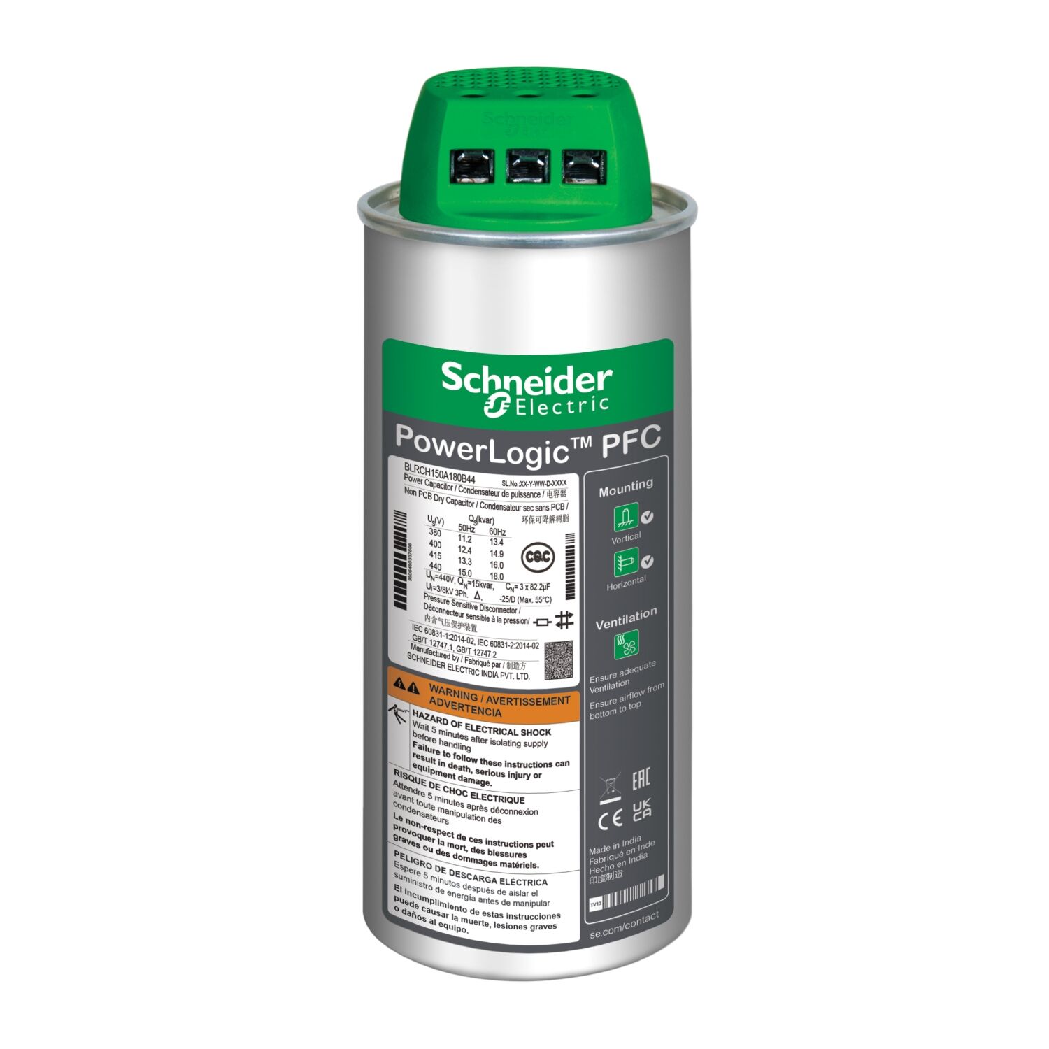Schneider Electric BLRCH200A240B40 Varplus Can Hduty Kapasitör - 20/24 Kvar - 400 V - 50/60Hz