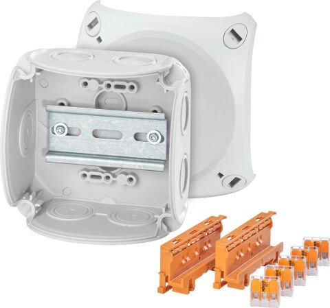 Hensel DK 0404 W 104x104x70    Buat; IP66, IK07, PP, H/S F, FR, Elastik Membran, RAL 7035 (Gri), 5 Kutuplu /3x0.2…4mm²/ Cu - Birleştirme Konnektörlü