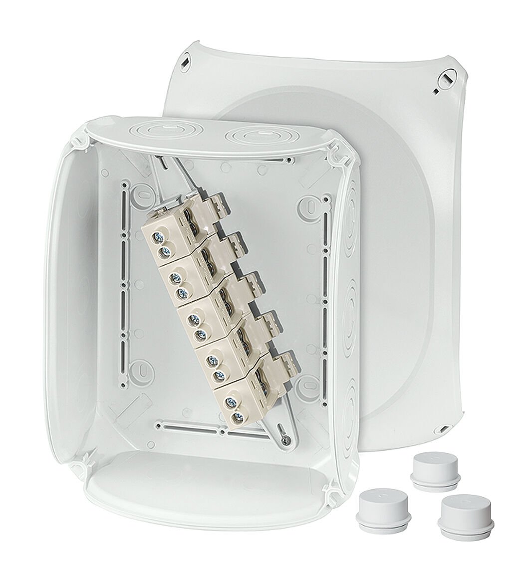 Hensel DK 2525 GZ 255x205x112    Buat; IP66, IK07, PC, H/S F, FR, Kırmalı Tip (Rakor Gerektirir), RAL 7035 (Gri), 5 Kutuplu /6x6…2x35mm²/ Cu