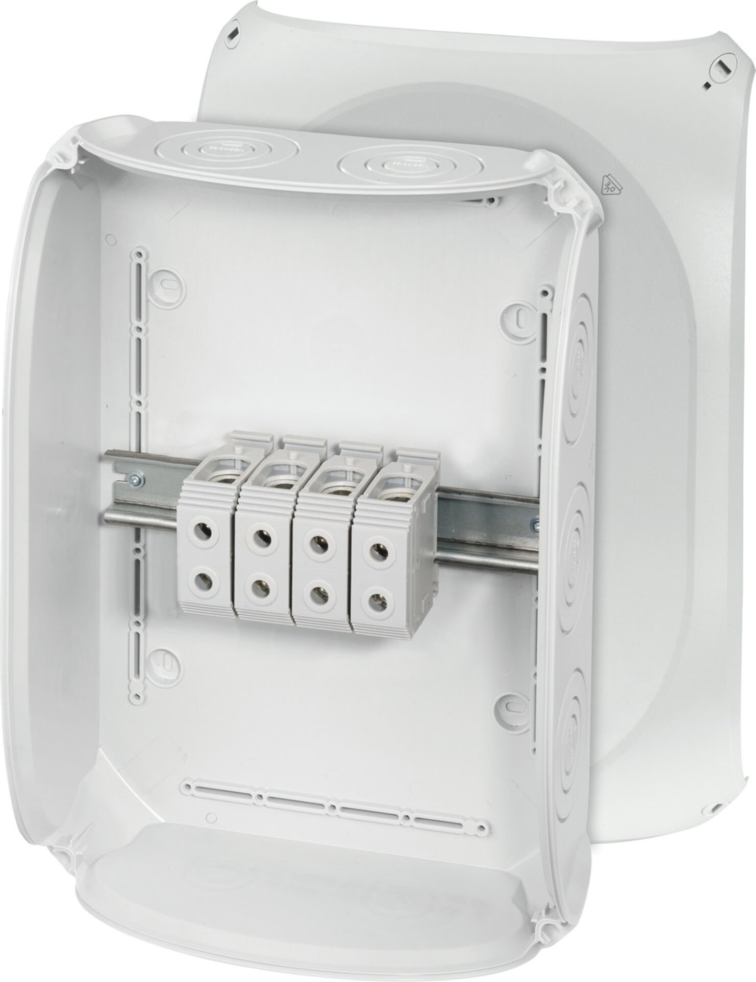 Hensel DK 5054 G 355x255x122    Buat; IP66, IK07, PC, H/S F, FR, Kırmalı Tip (Rakor Gerektirir), RAL 7035 (Gri), 4 Kutuplu /6x16…4x50mm²/ Cu