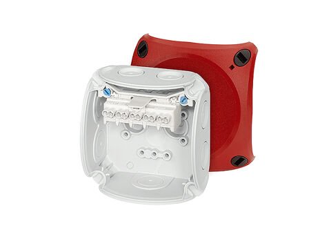 Hensel DK 0202 R 93x93x62    Buat; IP66, IK07, PP, H/S F, FR, Elastik Membran, RAL 3000 (Kırmızı), 5 Kutuplu /8x0.75…2x4mm²/ Cu
