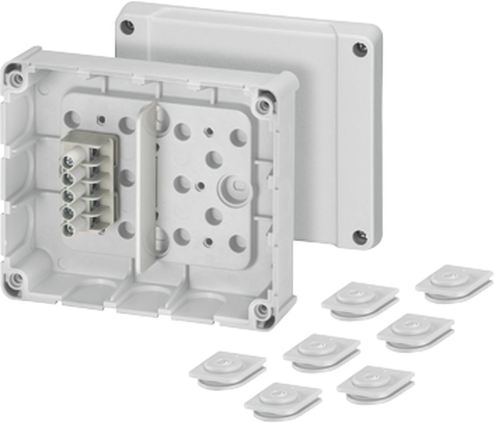 Hensel DP 9221 139x119x49    Buat; IP54, IK07, PP, H/S F, FR, Elastik Membran, RAL 7035 (Gri), 5 Kutuplu/5x 1,5-2,5mm²/ Cu