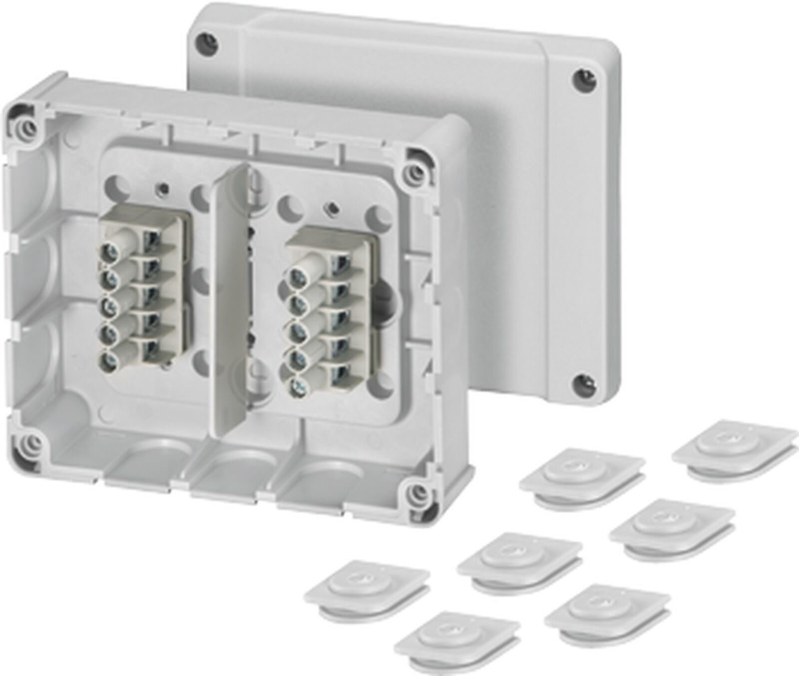 Hensel DP 9222 139x119x49    Buat; IP54, IK07, PP, H/S F, FR, Elastik Membran, RAL 7035 (Gri), 5 Kutuplu/10x 1,5-2,5mm²/Cu
