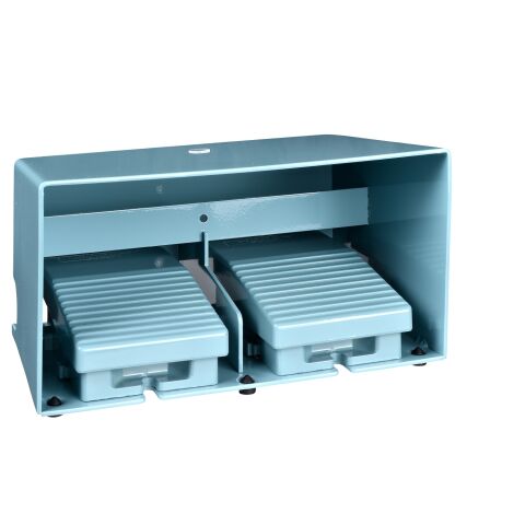 Schneider Electric XPEM3100D Çift Ayak Anahtarı - Ip66 - Kapaklı - Metalik - Mavi - 2 Nk + 2 Na