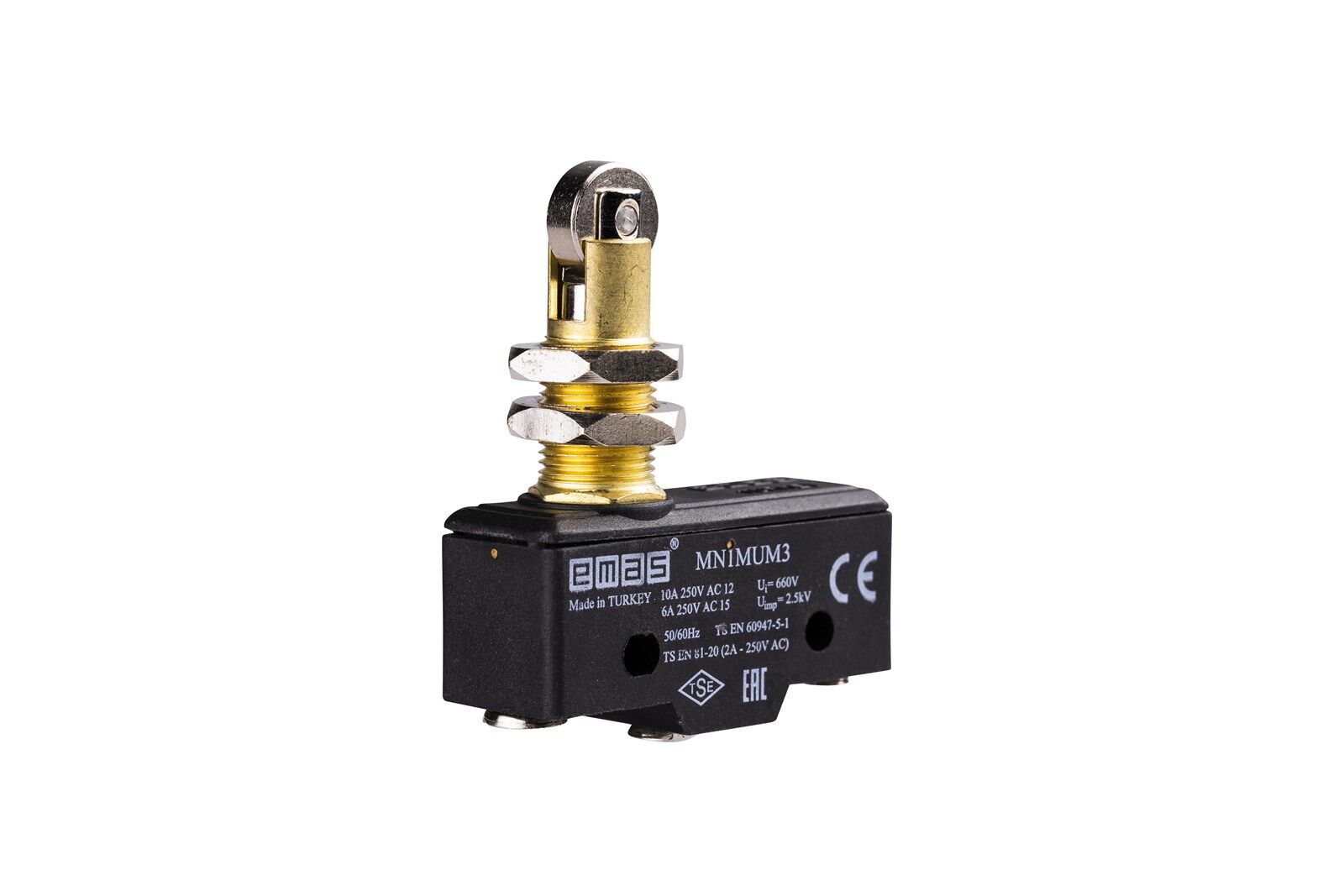 Emas MN1MUM3 Metal Makaralı Pimli 1CO MN1 Serisi Plastik Mini Switch