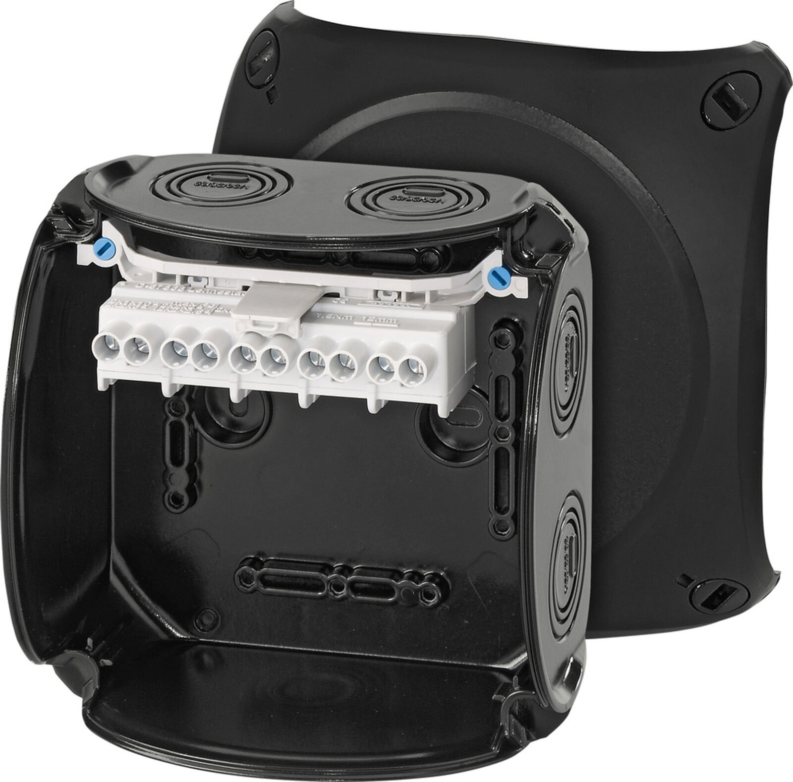 Hensel KF 0606 B 130x130x77    Harici Ortam Buatı; IP66/67-IP69, IK09, PC-GFS, H/S F, FR, UV, Kırmalı Tip (Rakor Gerektirir), RAL 9011 (Siyah), 5 Kutuplu /6x1.5…2x10mm²/ Cu