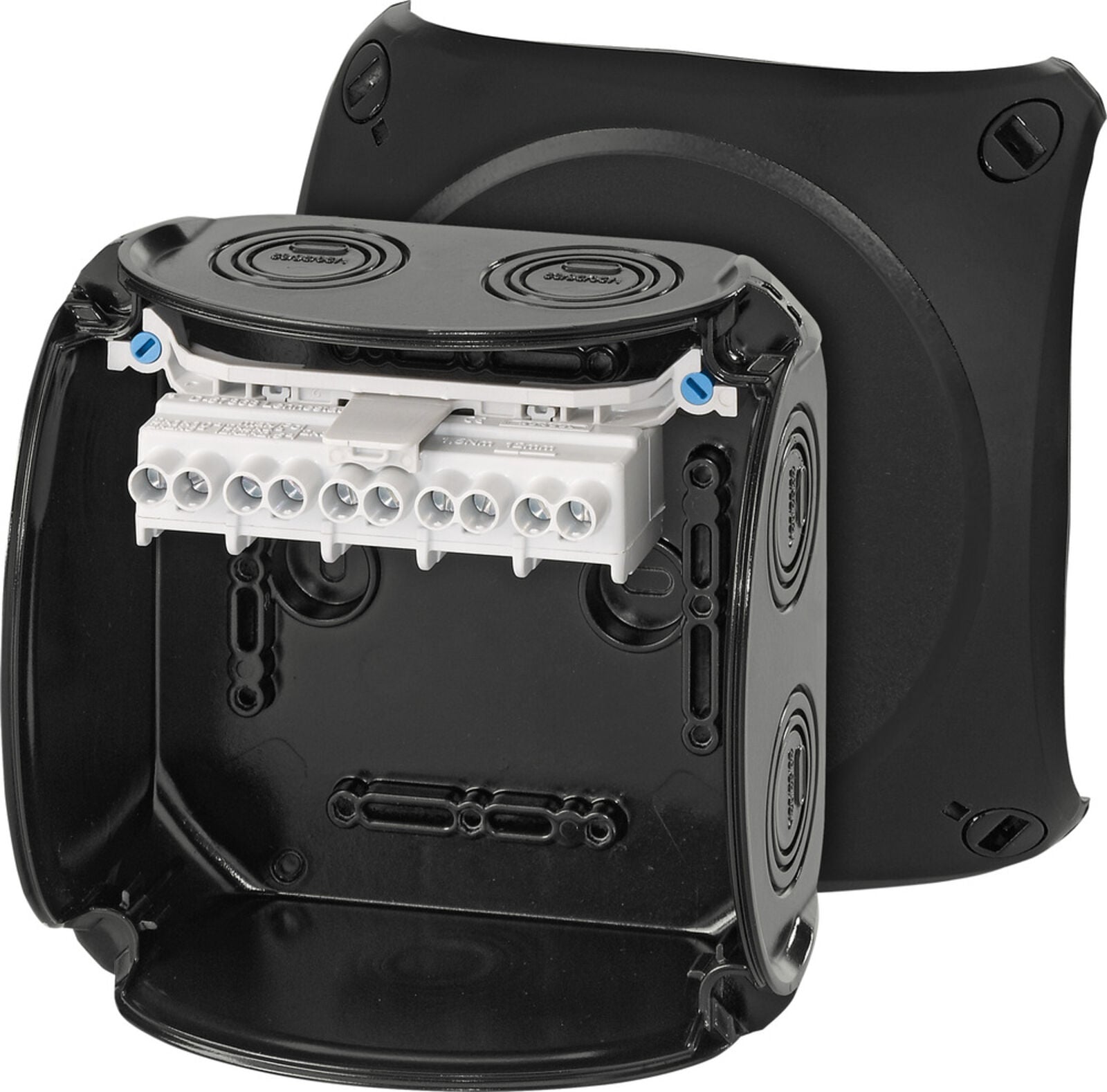 Hensel KF 0606 B 130x130x77    Harici Ortam Buatı; IP66/67-IP69, IK09, PC-GFS, H/S F, FR, UV, Kırmalı Tip (Rakor Gerektirir), RAL 9011 (Siyah), 5 Kutuplu /6x1.5…2x10mm²/ Cu