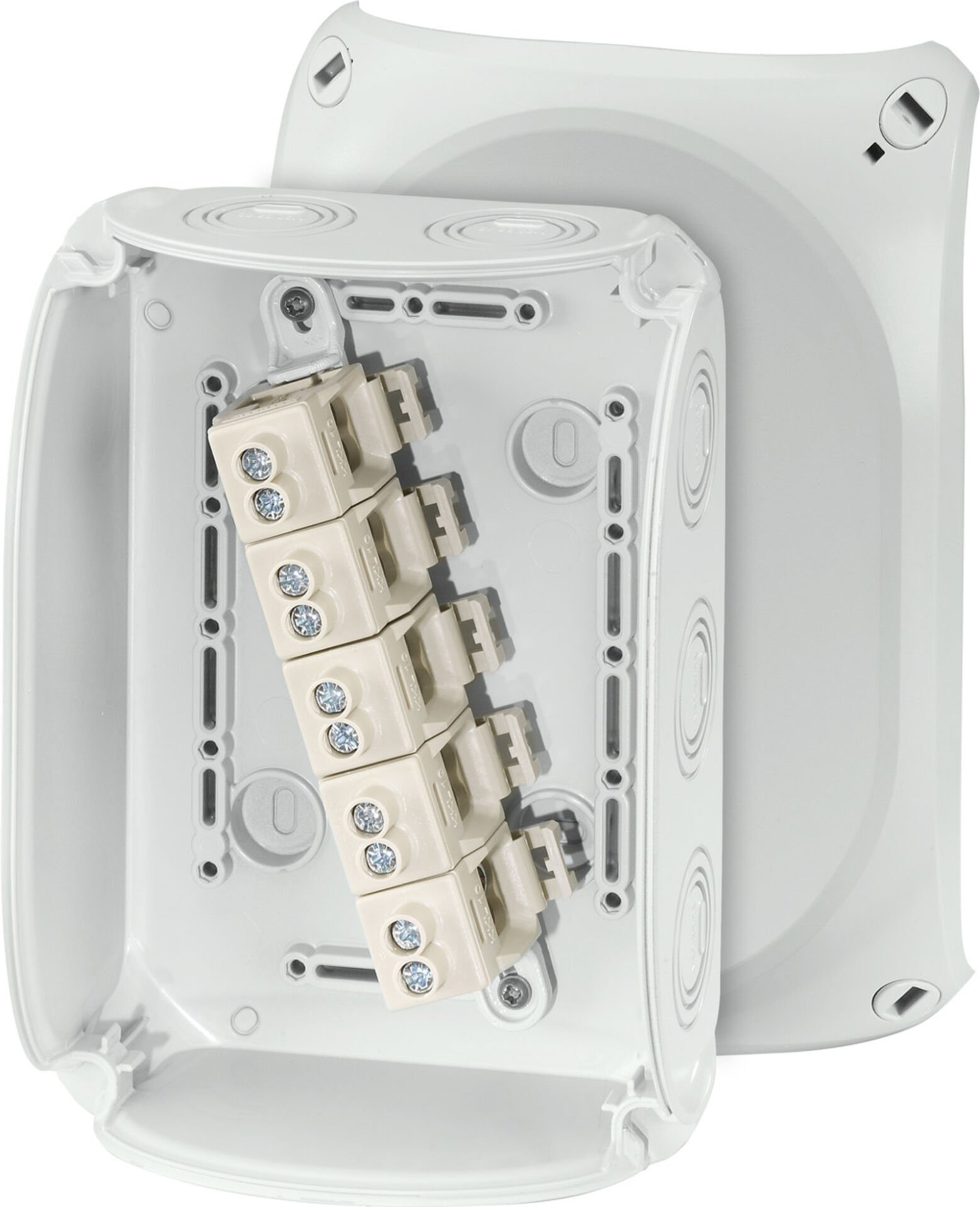 Hensel KF 1010 G 180x130x77    Harici Ortam Buatı; IP66/67-IP69, IK09, PC-GFS, H/S F, FR, UV, Kırmalı Tip (Rakor Gerektirir), RAL 7035 (Gri), 5 Kutuplu /6x2.5…2x16mm²/ Cu