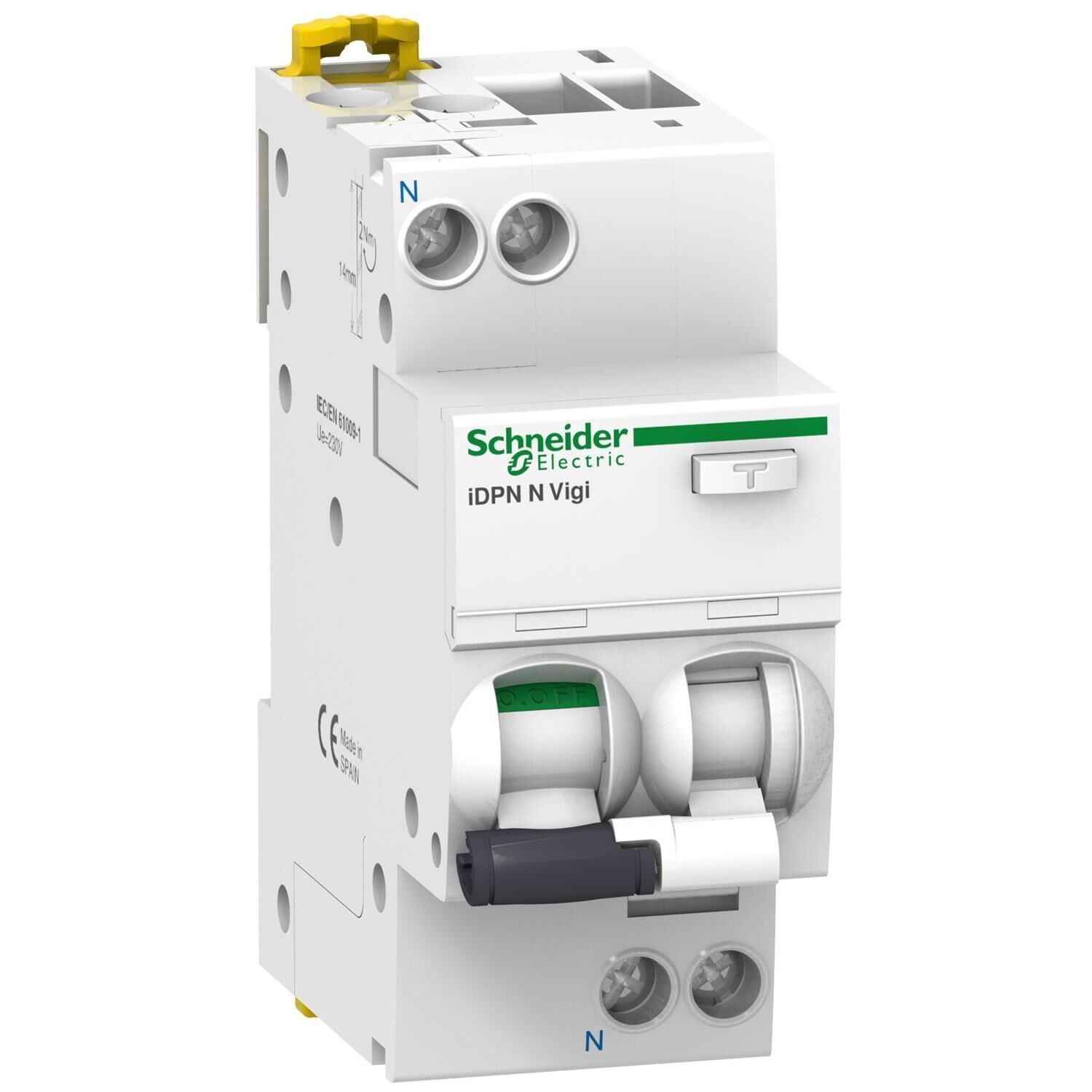 Schneider Electric A9D32625 ACTI9 IDPN N VIGI - Aşırı Akım Korumalı Kaçak Akım 1P+N-25A - C EGRISI- 6000A-30mA - TIP A