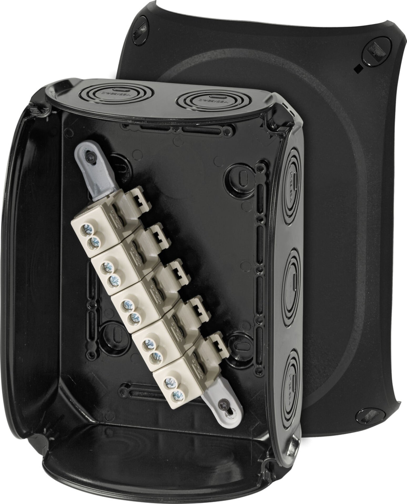 Hensel KF 1610 B 210x155x92    Harici Ortam Buatı; IP66/67-IP69, IK09, PC-GFS, H/S F, FR, UV, Kırmalı Tip (Rakor Gerektirir), RAL 9011 (Siyah), 5 Kutuplu /6x2.5…2x16mm²/ Cu