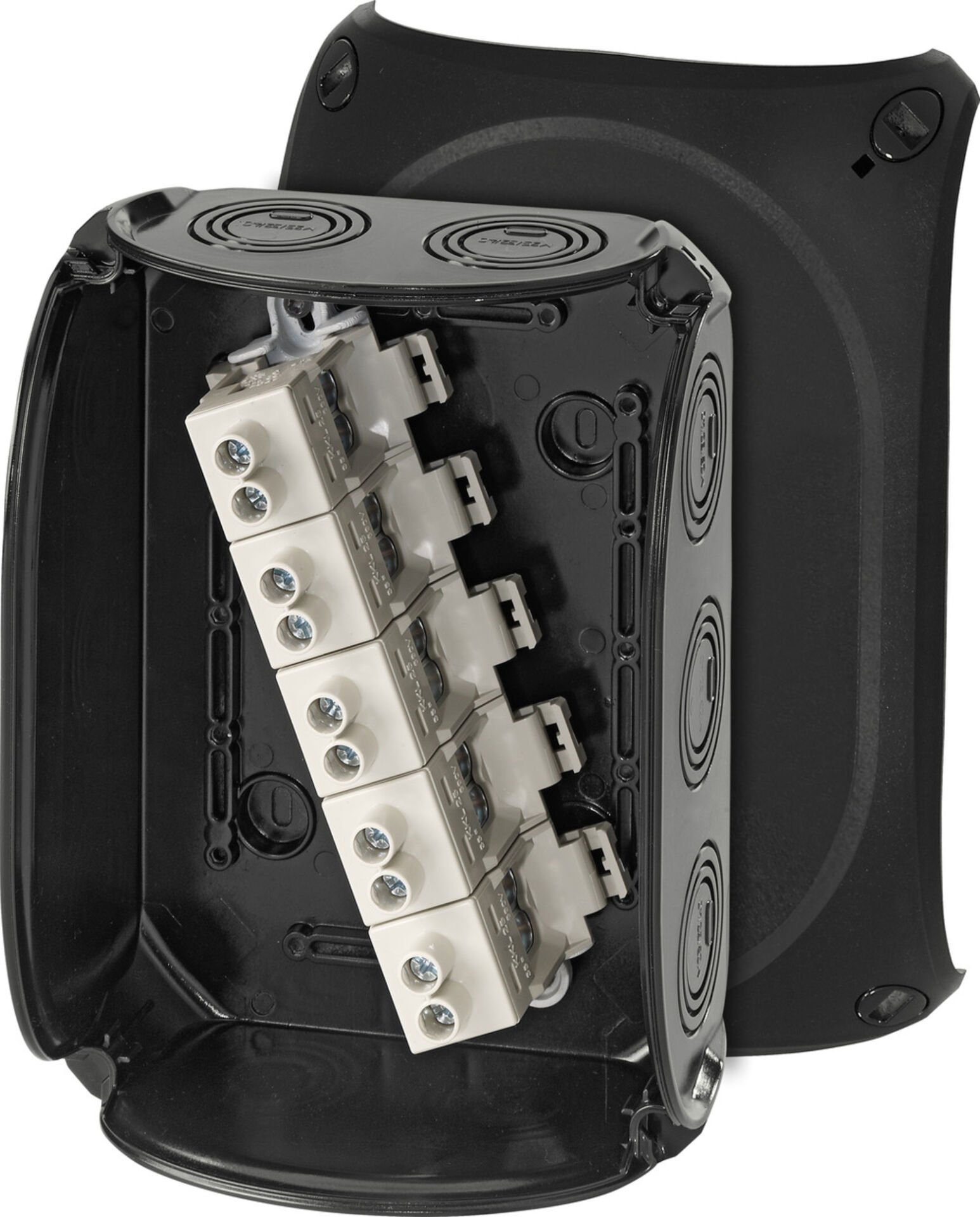 Hensel KF 1616 B 210x155x92    Harici Ortam Buatı; IP66/67-IP69, IK09, PC-GFS, H/S F, FR, UV, Kırmalı Tip (Rakor Gerektirir), RAL 9011 (Siyah), 5 Kutuplu /6x6…2x35mm²/ Cu