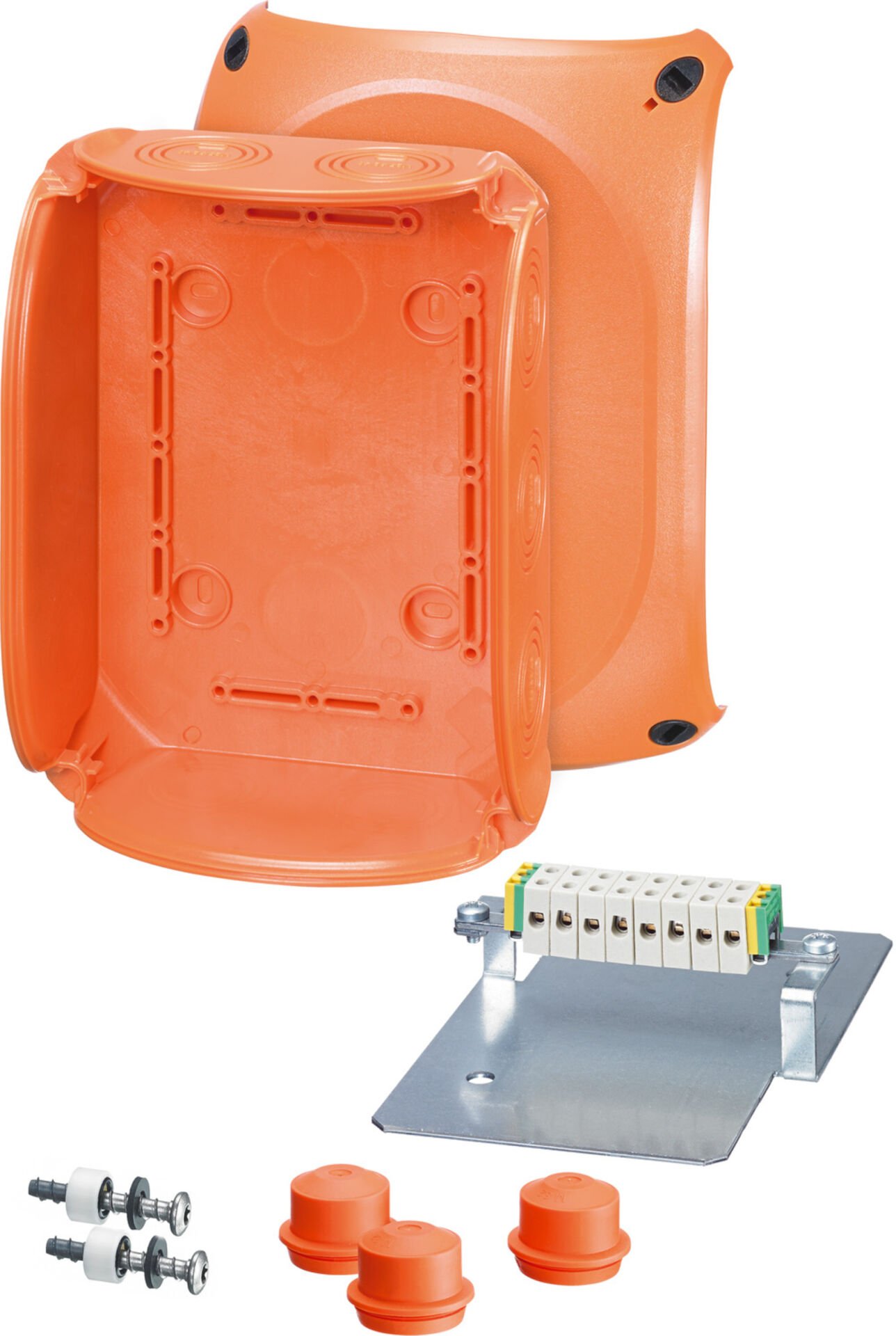 Hensel FK 1608 210x155x92    Yangın Buatı; IP66, IK09, PC-GFS, H/S F, FR, Kırmalı Tip (Rakor Gerektirir), RAL 2003 (Turuncu), 10 Kutuplu /4x1.5-2x2.5mm²/ Cu