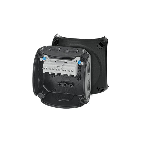 Hensel DK 0202 B 93x93x62    Buat; IP66, IK07, PP, H/S F, FR, Elastik Membran, RAL 9011 (Siyah), 5 Kutuplu /8x0.75…2x4mm²/Cu