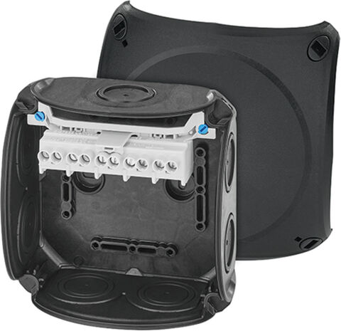 Hensel DK 0606 B 130x130x77    Buat; IP66, IK07, PP, H/S F, FR, Elastik Membran, RAL 9011 (Siyah), 5 Kutuplu /6x1.5…2x10mm²/Cu