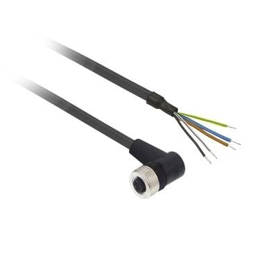 Telemecanique Sensors XZCP1264L2 Ön Kablolu Konnektörler Xz - Dirsekli Dişi - M12 - 5 Pim - Kablo Pur 2M