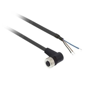 Telemecanique Sensors XZCP1340L2 Ön Kablolu Konnektörler Xz - Dirsekli Dişi - M12 - 3 Pim - Kablo Pur 2M