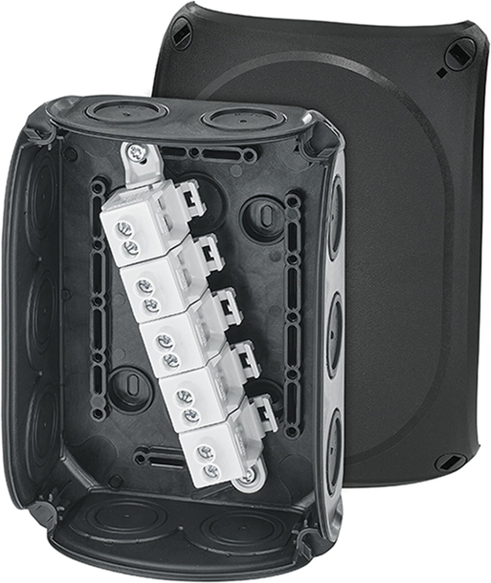 Hensel DK 1010 B 180x130x77    Buat; IP66, IK07, PP, H/S F, FR, Elastik Membran, RAL 9011 (Siyah), 5 Kutuplu /6x2.5…2x16mm²/Cu