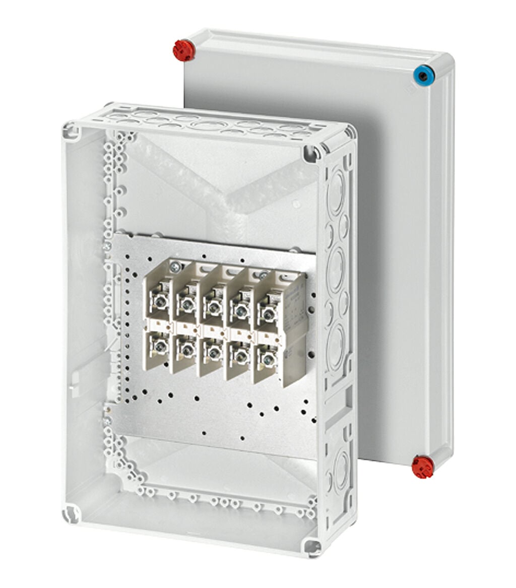 Hensel K 1205 300x450x170    Buat; IP65, IK08, PC, H/S F, FR, UV, Kırmalı Tip (Rakor Gerektirir), RAL 7035 (Gri), 5 Kutuplu /2x16-150mm² 4x16-70mm²/ Cu/Alu