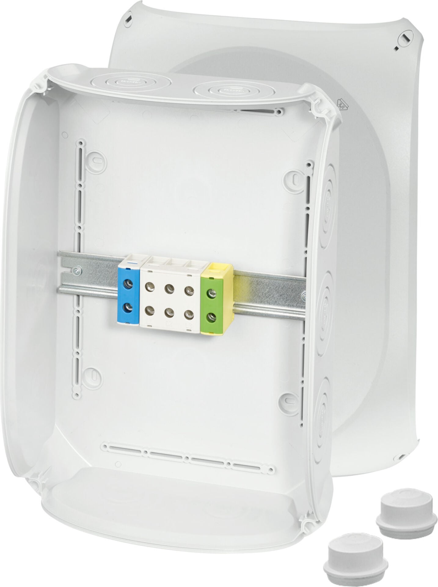 Hensel KF 5050 A 255x355x122    Harici Ortam Buatı; IP66/67-IP69, IK09, PC-GFS, H/S F, FR, UV, Kırmalı Tip (Rakor Gerektirir), RAL 7035 (Gri), 5 Kutuplu /2x1-1.5-50mm²/ Cu-Alu
