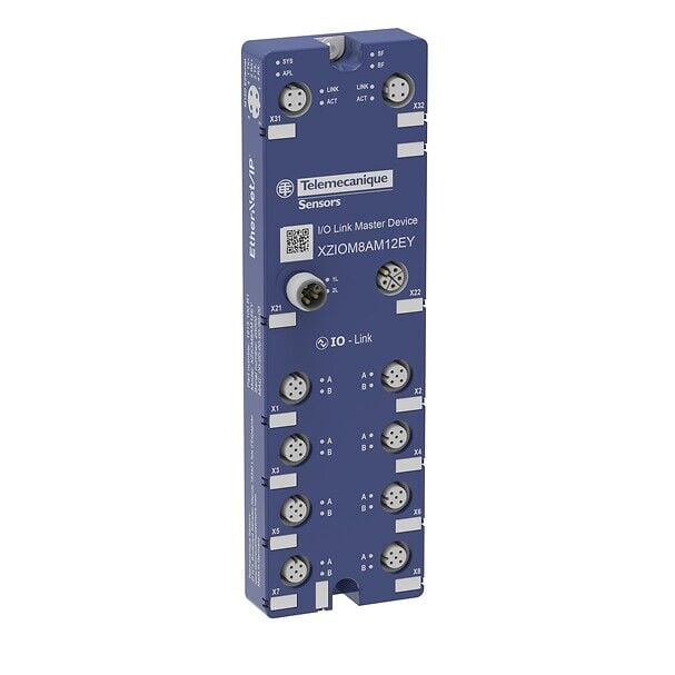 Telemecanique Sensors XZIOM8AM12EY IO Link Master, 8 port, A Sınıfı, IP67, M12, Ethernet/IP, 24VDC