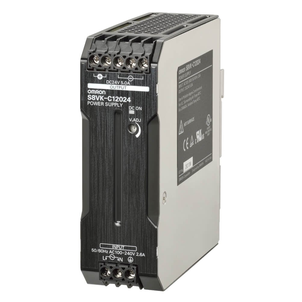Omron S8Vk-C12024 Kitap Tipi Güç Kaynağı, Lite, 120 W, 24Vdc, 5A, Dın Ray Montajı