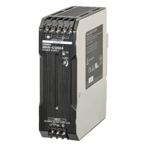 Omron S8Vk-C12024 Kitap Tipi Güç Kaynağı, Lite, 120 W, 24Vdc, 5A, Dın Ray Montajı