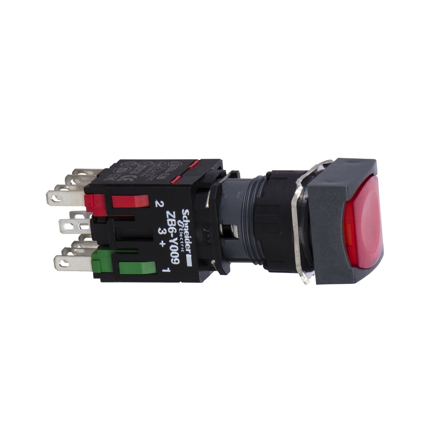 Schneider Electric XB6CF4B2B Kırmızı Kare Sıva Altı Eksiksiz Buton Ø16 Mandallama 1Nk 12...24V