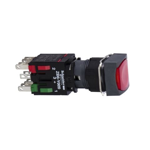 Schneider Electric XB6CF4B2B Kırmızı Kare Sıva Altı Eksiksiz Buton Ø16 Mandallama 1Nk 12...24V