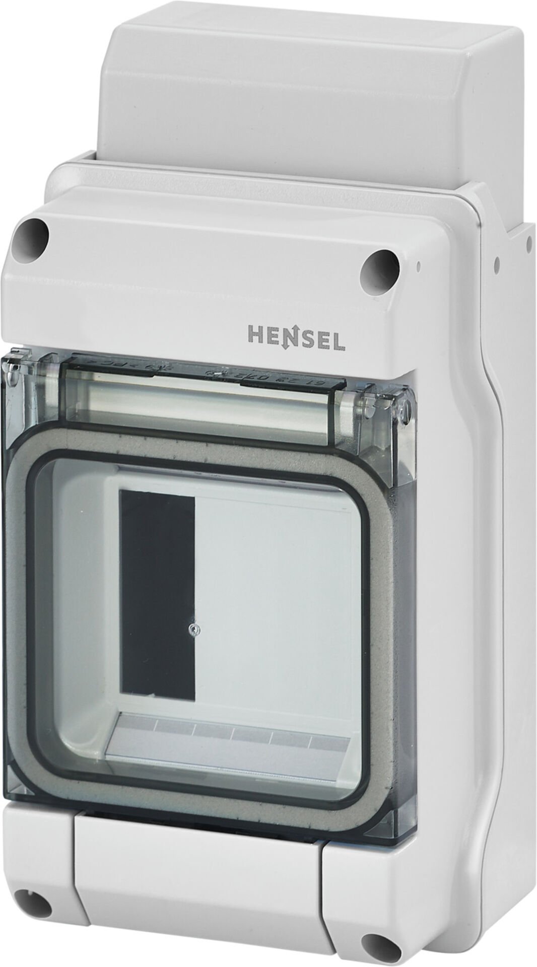 Hensel KV 9103 102x197x92   KV-Sigorta Kutusu; IP65, 1x3/3 Modül, IK08, PS, H/S F, FR, Elastik Membranlı, RAL 7035 (Gri), Şeffaf Kapaklı, N/PE Klemensli
