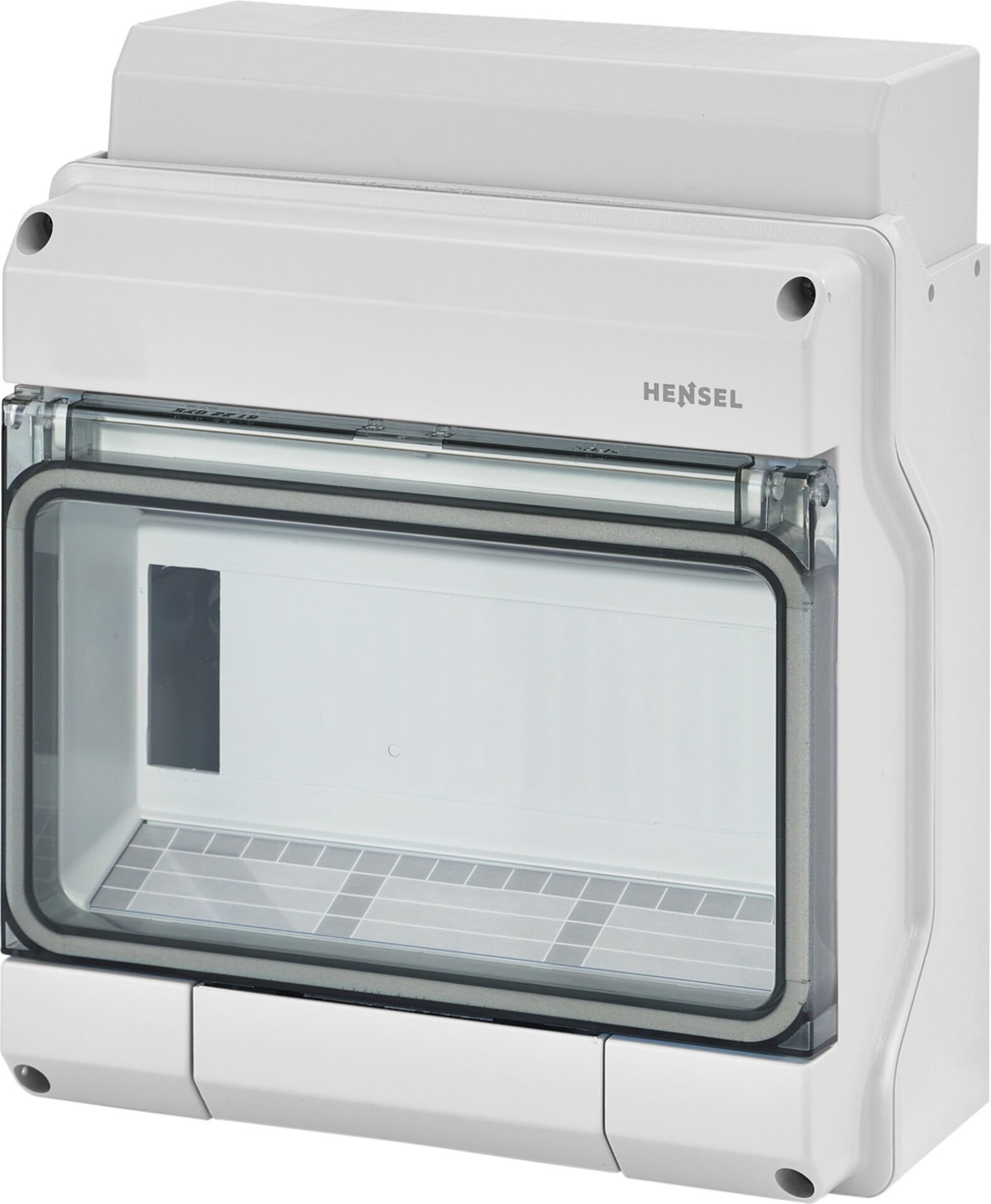 Hensel KV 9109 200x238x111   KV-Sigorta Kutusu; IP65, 1x9/9 Modül, IK08, PS, H/S F, FR, Elastik Membranlı, RAL 7035 (Gri), Şeffaf Kapaklı, N/PE Klemensli