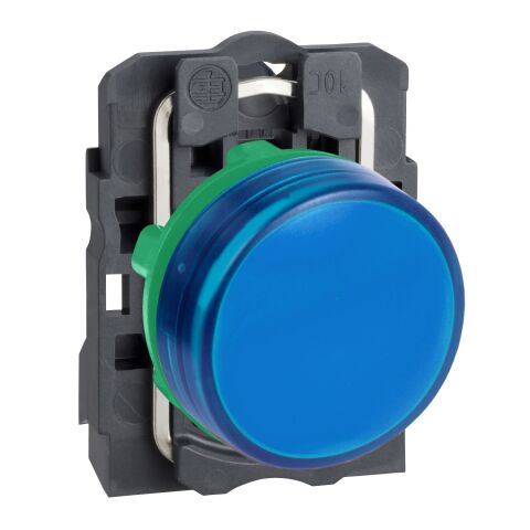 Schneider Electric XB5AVB6 24V Entegre Led'Li Mavi Eksiksiz Pilot Işığı Ø22 Düz Lens