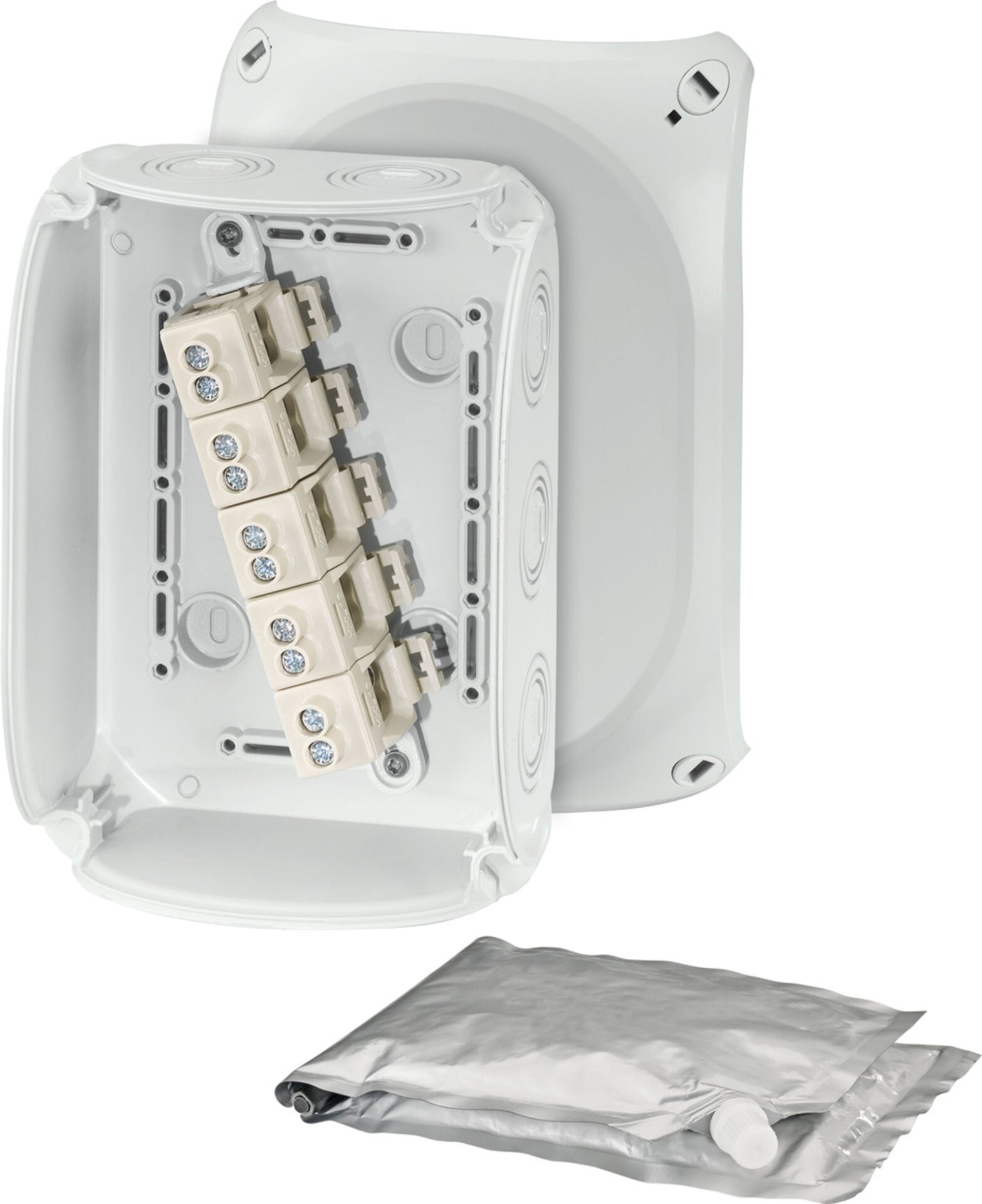 Hensel WP 1010 G 180x130x77    WP Buat; IP68, IK09, PC-GFS, H/S F, FR, UV, Kırmalı Tip (Rakor Gerektirir), RAL 7035 (Gri), 5 Kutuplu /6x2.5…2x16mm²/ Cu