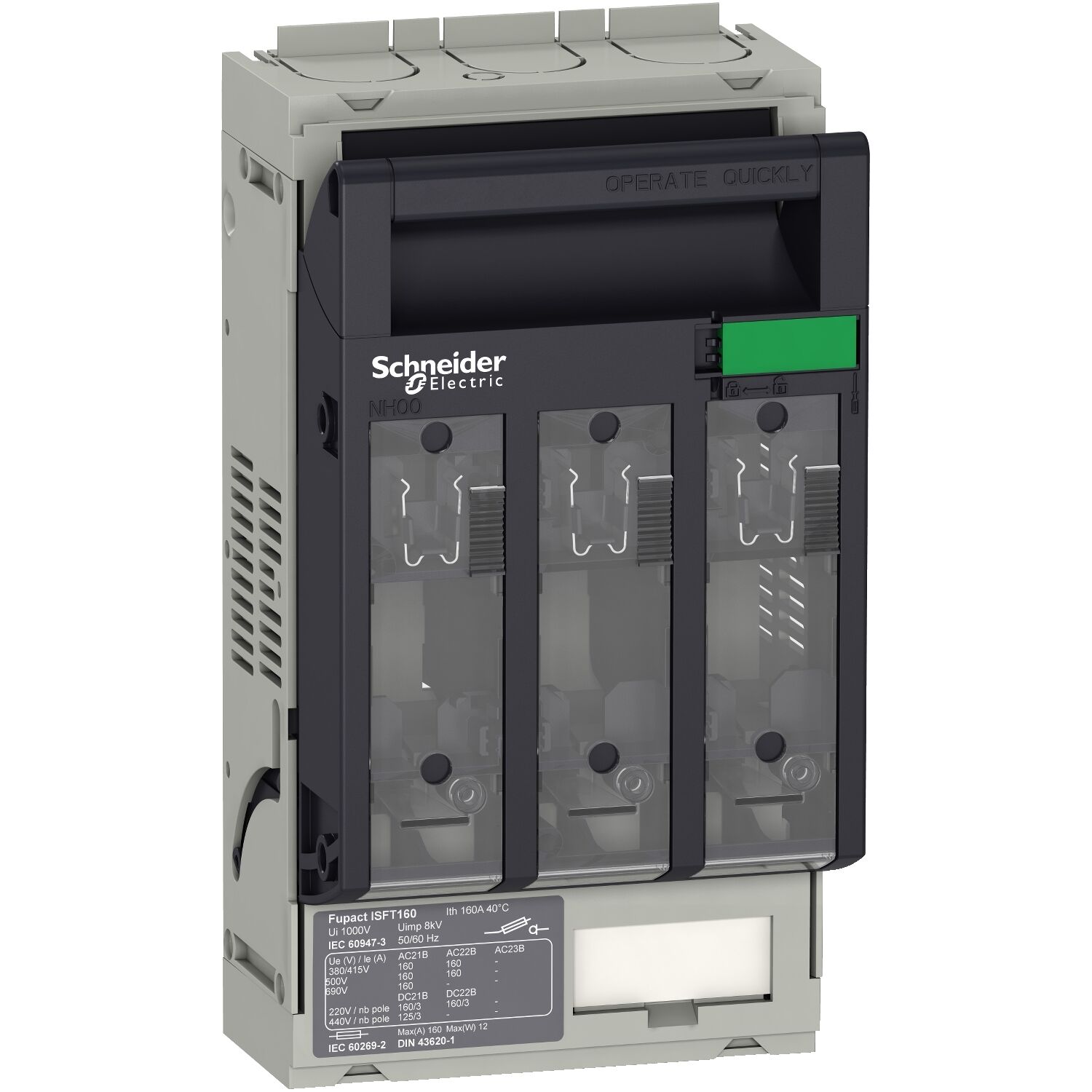 Schneider Electric LV480802 Sigortalı Yük Ayırıcı Isft160, 160 A, Dın Nh00, 3P