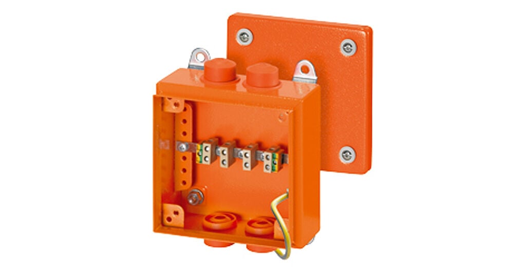 Hensel FK 9025 150x150x80    Yangın Buatı; IP66, IK10, Çelik Şaç, RAL 2003 (Turuncu), 5 Kutuplu /4x0.5...2x4mm²/ Cu