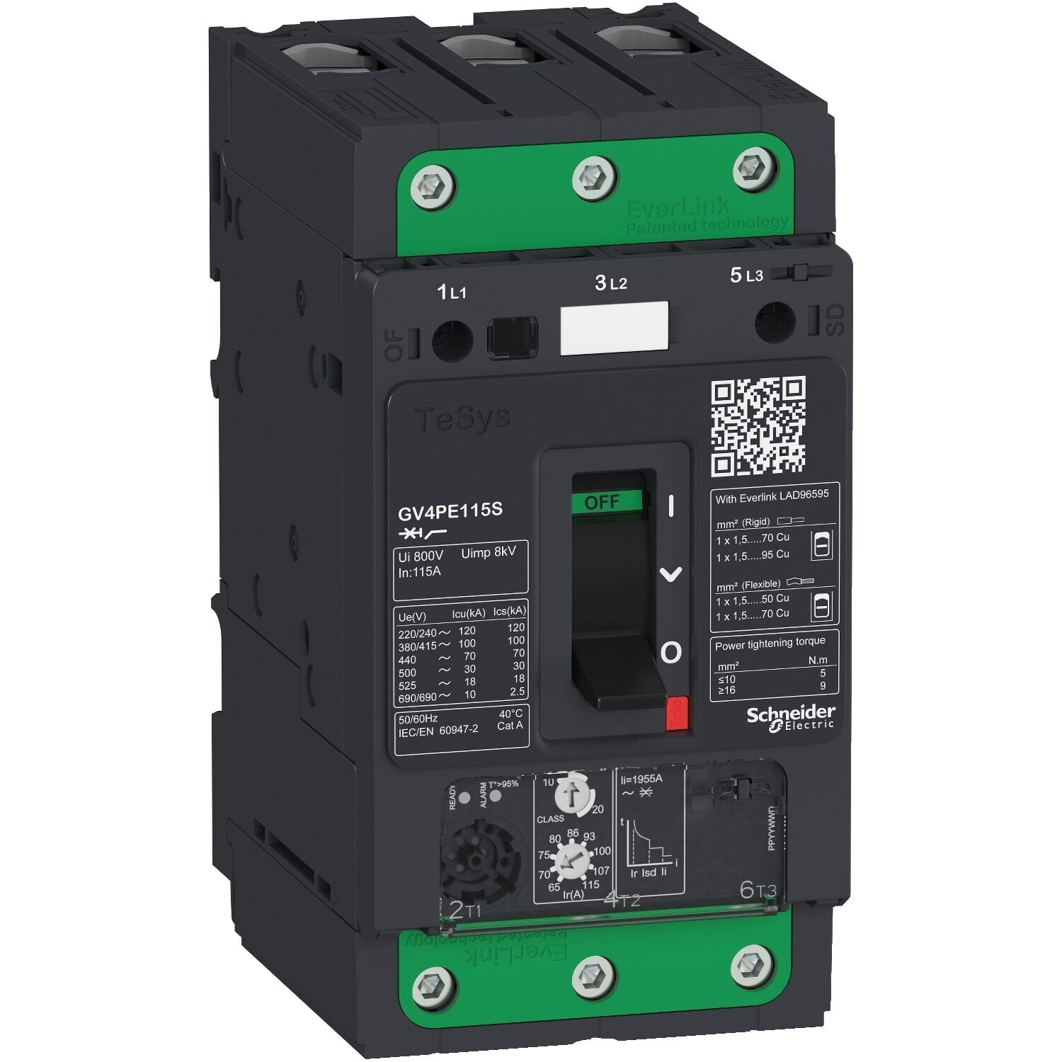 Schneider Electric GV4PE115S Tesys Gv4 Motor Devre Kesici Termik Many. 3P 115A 100Ka