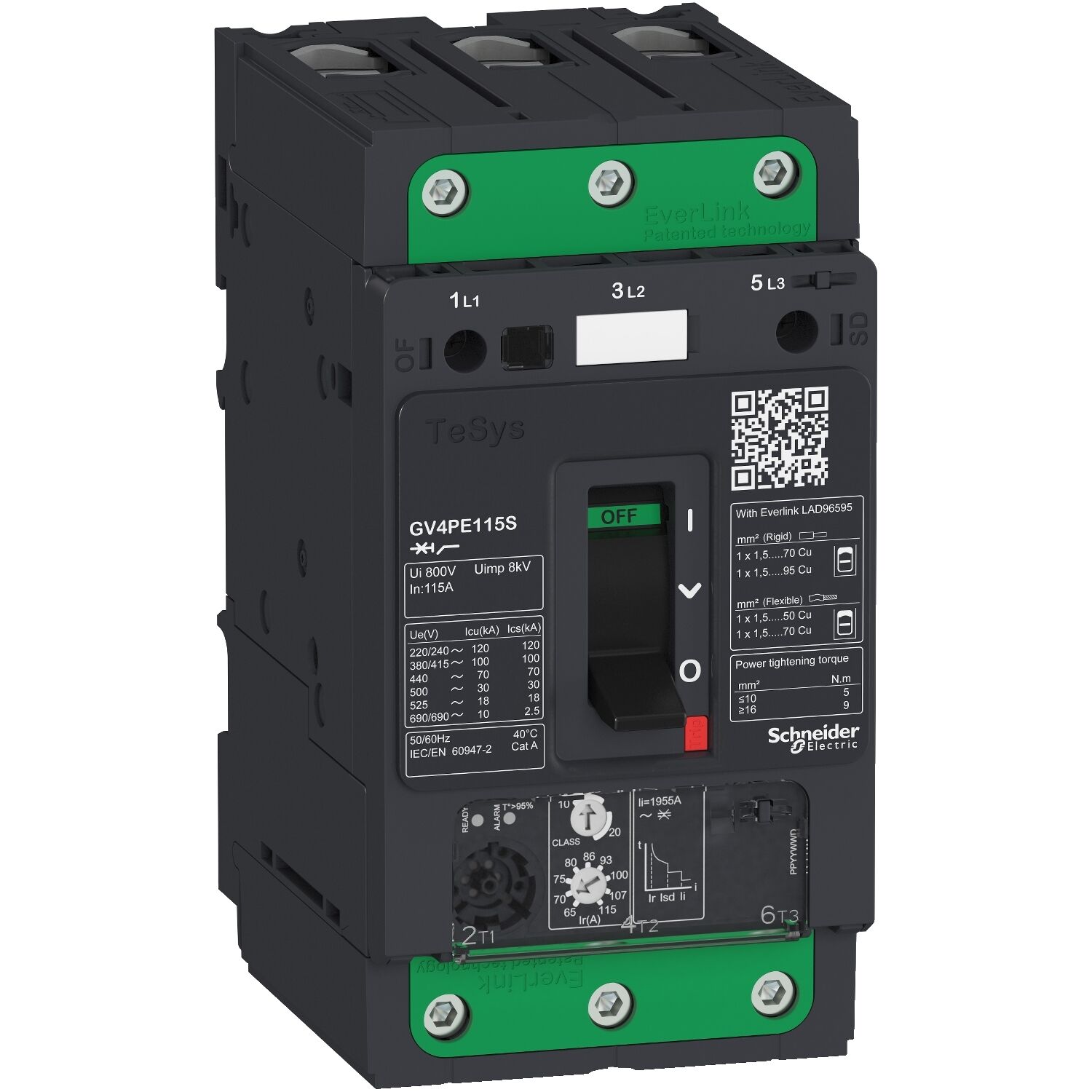 Schneider Electric GV4PE115S Tesys Gv4 Motor Devre Kesici Termik Many. 3P 115A 100Ka