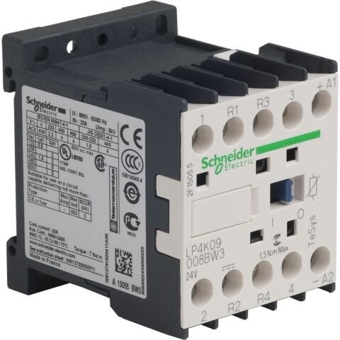 Schneider Electric LP4K09008BW3 Tesys K Kontaktör 4P 20A Ac1 24Vdc 2Na2Nk