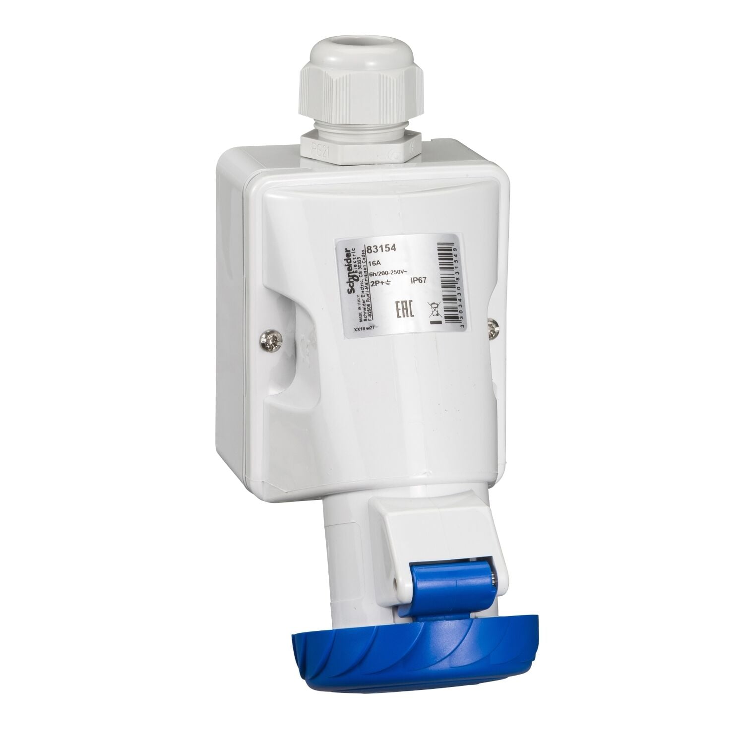 Schneider Electric 83154 Pratika Eğik Duvar Prizi - 16 A - 2P + E - 200...250 V Ac - Ip67