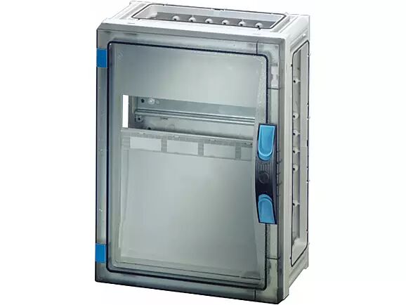 Hensel FP 1211 270x360x186   FP-Modüler Sigorta Kutusu; IP66, IK08, PC, H/S F, FR, Şeffaf Kapak, El ile Açma, RAL 7035 (Gri), Yan Duvarsız, 1x12/12 Modül, N/PE Klemensli