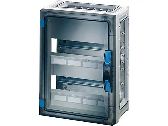 Hensel FP 1216 270x360x186   FP-Modüler Sigorta Kutusu; IP66, IK08, PC, H/S F, FR, Şeffaf Kapak, El ile Açma, RAL 7035 (Gri), Yan Duvarsız, 2x12/24 Modül (DIN Rail)
