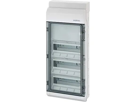 Hensel KV 9440 295x708x129   KV-Sigorta Kutusu; IP65, 3x12/36 Modül, IK08, PS, H/S F, FR, Elastik Membranlı, RAL 7035 (Gri), Şeffaf Kapaklı