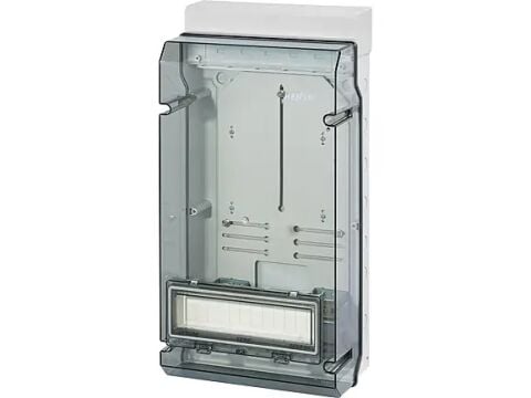 Hensel KV 9337 295x583x182   KV-Sayaç Panosu; IP65, IK08, PS, H/S F, FR, Elastik Membranlı, RAL 7035 (Gri), Şeffaf Kapaklı