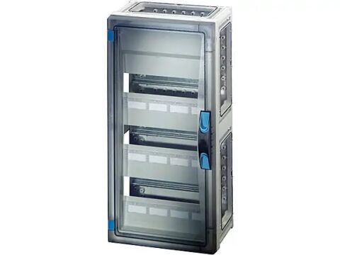 Hensel FP 1316 270x540x186   FP-Modüler Sigorta Kutusu; IP66, IK08, PC, H/S F, FR, Şeffaf Kapak, El ile Açma, RAL 7035 (Gri), Yan Duvarsız, 3x12/36 Modül (DIN Rail)