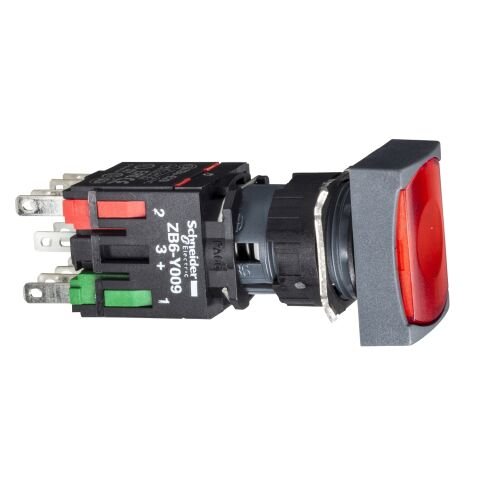 Schneider Electric XB6DW4B5B Kırmızı Dikdrtg Sıva Altı Eksiks Işıklı Bas Düğ Ø16 Yaylı Dönüş 1Na+1Nk 12...24V